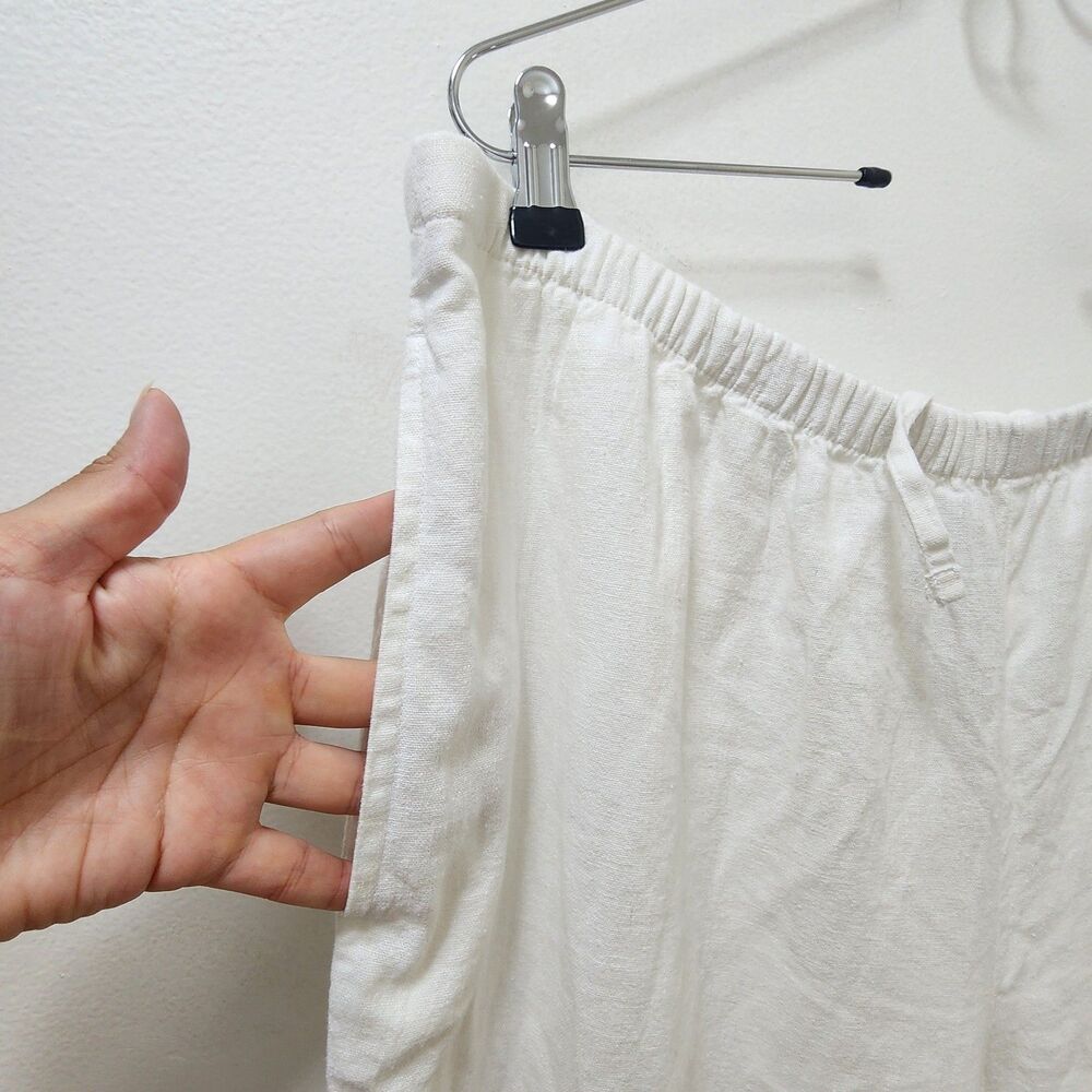 a new day Women's White Linen Blend Drawstring wide Leg Pants XL 32" Inseam nwt - Picture 4 of 8